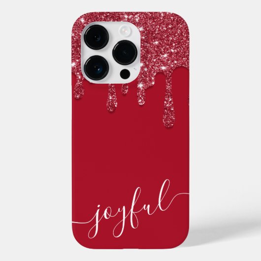 Rode Glitter Druppel Aangepaste tekst of naam Case-Mate iPhone Case (Achterkant)