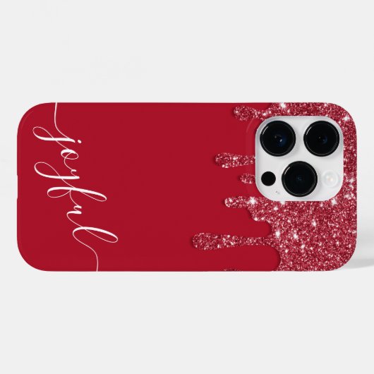 Rode Glitter Druppel Aangepaste tekst of naam Case-Mate iPhone Case (Achterkant (horizontaal))