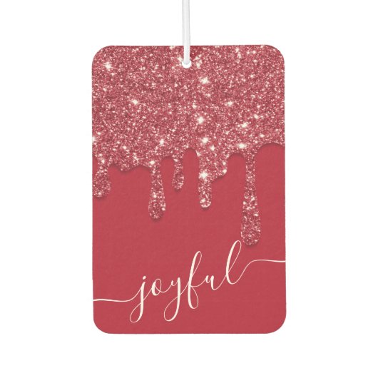 Rode Glitter Druppel Aangepaste tekst of naam Luchtverfrisser (Voorkant)