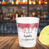 Rode glitter druppels naam verjaardagsfeestje shot glas