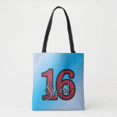 Rode glitter en blauwe verloop achtergrond tote bag (Voorkant)