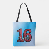 Rode glitter en blauwe verloop achtergrond tote bag (Achterkant)