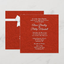 Rode Glitter en Bow Wedding Invitation
