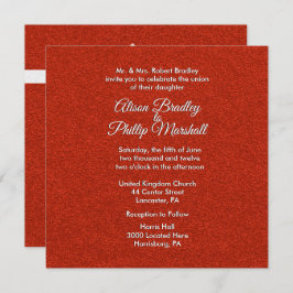 Rode Glitter en Bow Wedding Invitation Kaart