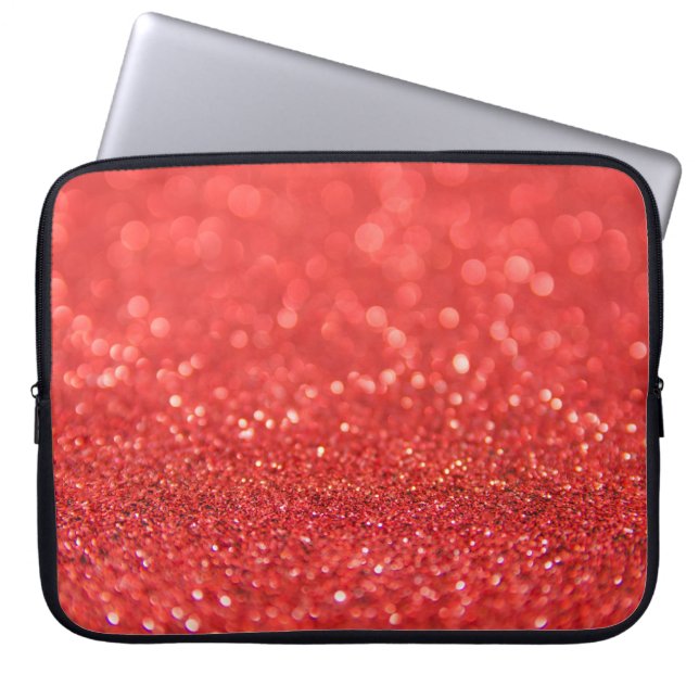 Rode glitter en bubbels laptop sleeve (Voorkant)