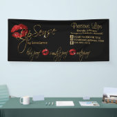 Rode glitter en gouden lippen spandoek (Beurs)