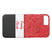 Rode Glitter en koolstofvezel Case-Mate iPhone Case (Achterkant (Horizontaal))