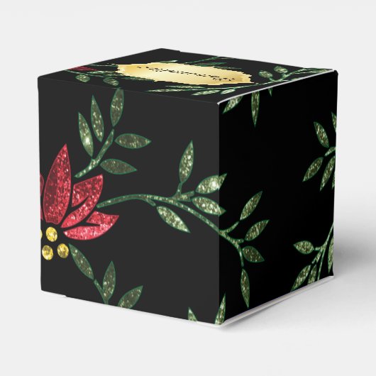 Rode Glitter en Zwarte Bloemen Bedankdoosjes (Achterkant)