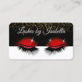 Rode Glitter Eyelashes Visitekaartje (Voorkant)