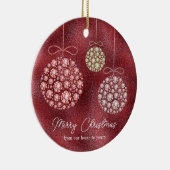 Rode Glitter Foto Kerstmis Ornament (Rechts)