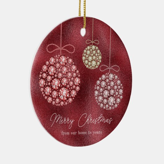 Rode Glitter Foto Kerstmis Ornament (Rechts)