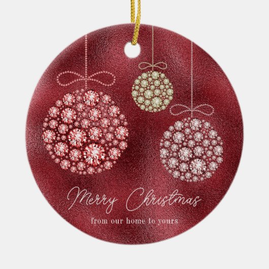 Rode Glitter Foto Kerstmis Ornament (Voorkant)