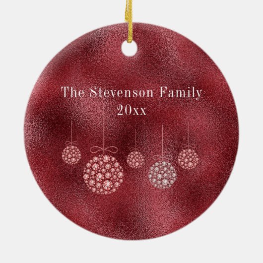 Rode Glitter Foto Kerstmis Ornament (Achterkant)