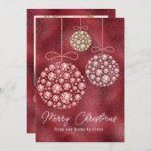Rode Glitter Foto Kerstmis Ornament Elegant Feestdagenkaart (Voorkant / Achterkant)