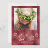 Rode Glitter Foto Kerstmis Ornament Elegant Feestdagenkaart (Achterkant)