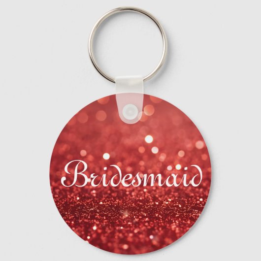 Rode Glitter Gepersonaliseerde Bruidsmeisje Sleute Sleutelhanger (Voorkant)