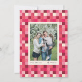 Rode Glitter Geruite Lijst Kerst Feestkaart Feestdagenkaart (Voorkant)