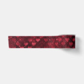 Rode Glitter Glam Harten Patroon Satijnen Lint (Voorkant)