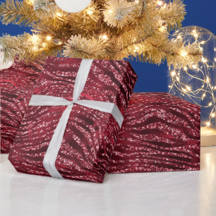 Rode Glitter Glam Tijgerstrepen Patroon Cadeaupapier