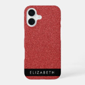 Rode Glitter, Glitter Achtergrond, Je Naam iPhone 16 Hoesje (Achterkant)