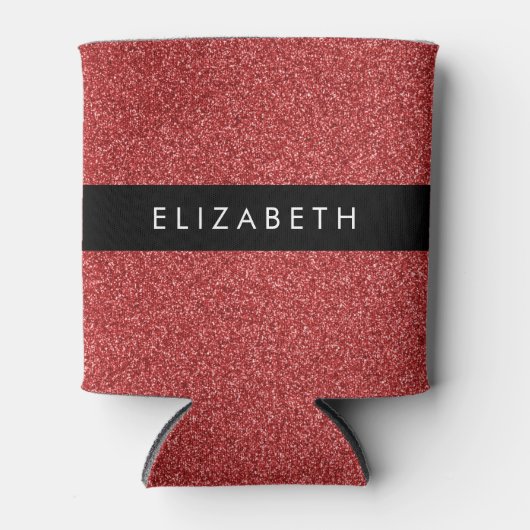 Rode Glitter, Glitter Achtergrond, Jouw naam Blikjeskoeler (Voorkant)