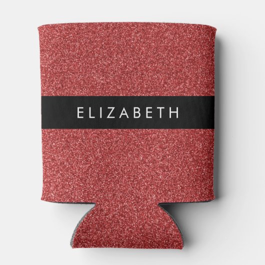 Rode Glitter, Glitter Achtergrond, Jouw naam Blikjeskoeler (Achterkant)