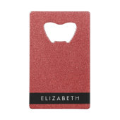 Rode Glitter, Glitter Achtergrond, Jouw naam Creditkaart Flessenopener (Achterkant)