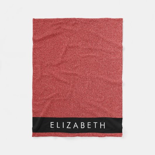 Rode Glitter, Glitter Achtergrond, Jouw naam Fleece Deken (Voorkant)