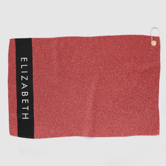 Rode Glitter, Glitter Achtergrond, Jouw naam Golfhanddoek (Horizontaal)