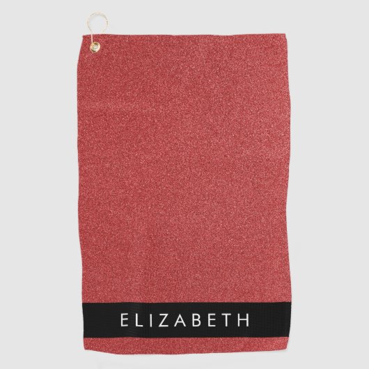 Rode Glitter, Glitter Achtergrond, Jouw naam Golfhanddoek (Voorkant)