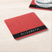 Rode Glitter, Glitter Achtergrond, Jouw naam Kartonnen Onderzetters (Schuin)