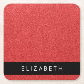 Rode Glitter, Glitter Achtergrond, Jouw naam Kartonnen Onderzetters (Voorkant)