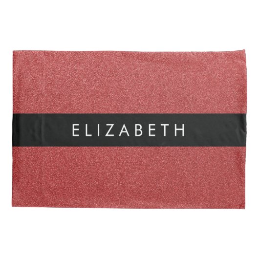 Rode Glitter, Glitter Achtergrond, Jouw naam Kussensloop (Achterkant)