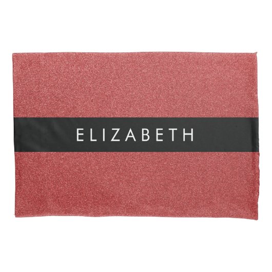 Rode Glitter, Glitter Achtergrond, Jouw naam Kussensloop (Voorkant)