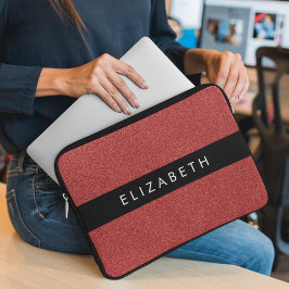 Rode Glitter, Glitter Achtergrond, Jouw naam Laptop Sleeve