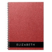 Rode Glitter, Glitter Achtergrond, Jouw naam Notitieboek (Voorkant)