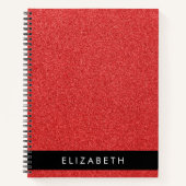 Rode Glitter, Glitter Achtergrond, Jouw naam Notitieboek (Voorkant)