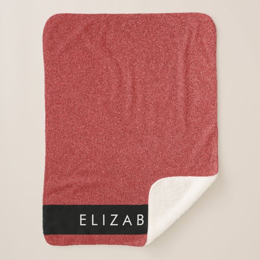 Rode Glitter, Glitter Achtergrond, Jouw naam Sherpa Deken (Voorkant)