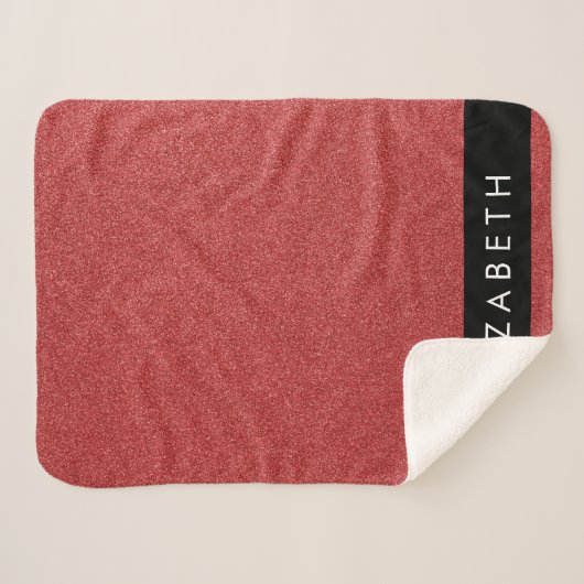 Rode Glitter, Glitter Achtergrond, Jouw naam Sherpa Deken (Voorkant (horizontaal))
