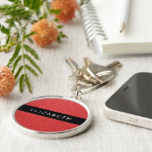 Rode Glitter, Glitter Achtergrond, Jouw naam Sleutelhanger (Zijkant)