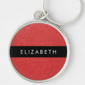 Rode Glitter, Glitter Achtergrond, Jouw naam Sleutelhanger (Voorkant)