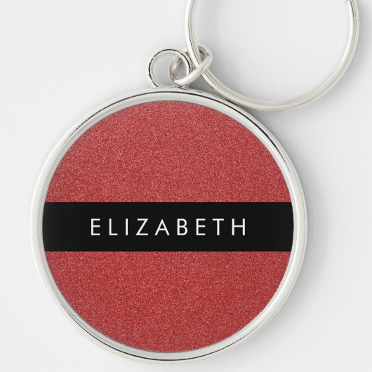 Rode Glitter, Glitter Achtergrond, Jouw naam Sleutelhanger (Voorkant)