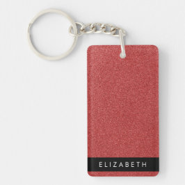 Rode Glitter, Glitter Achtergrond, Jouw naam Sleutelhanger