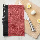 Rode Glitter, Glitter Achtergrond, Jouw naam Theedoek (Quarter Fold)