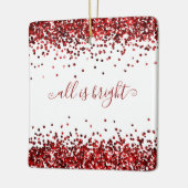 Rode glitter-grenzen alles is heldere naam keramisch ornament (Links)