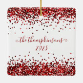 Rode glitter-grenzen alles is heldere naam keramisch ornament (Achterkant)