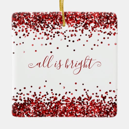 Rode glitter-grenzen alles is heldere naam keramisch ornament (Voorkant)