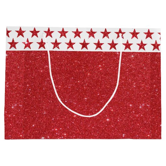 Rode glitter grote geschenkzak groot cadeauzakje (Achterkant)