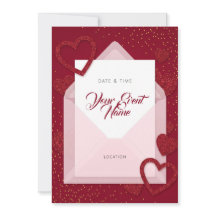 Rode Glitter Hart Roze Envelop Romantisch