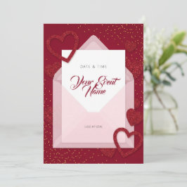 Rode Glitter Hart Roze Envelop Romantisch Kaart